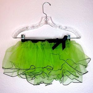 BodyRage Small / Medium Green TuTu Skirt with Black Bow